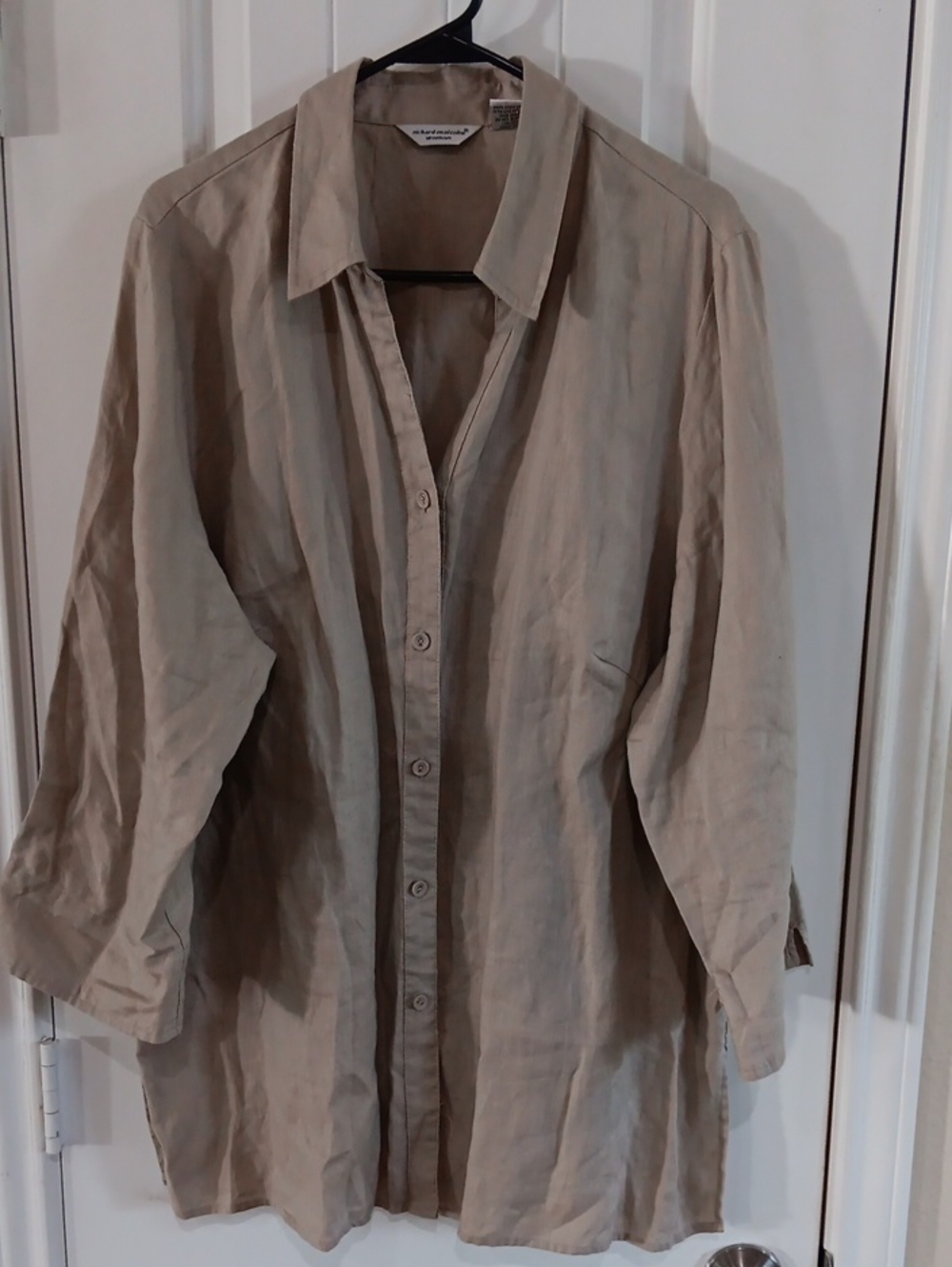 Vtg Richard Malcolm Woman 2X 100% Irish Linen Tunic Button Down Shirt